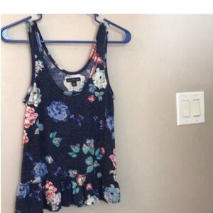 American Eagle Outfitters Blue Ruffled Tank Top